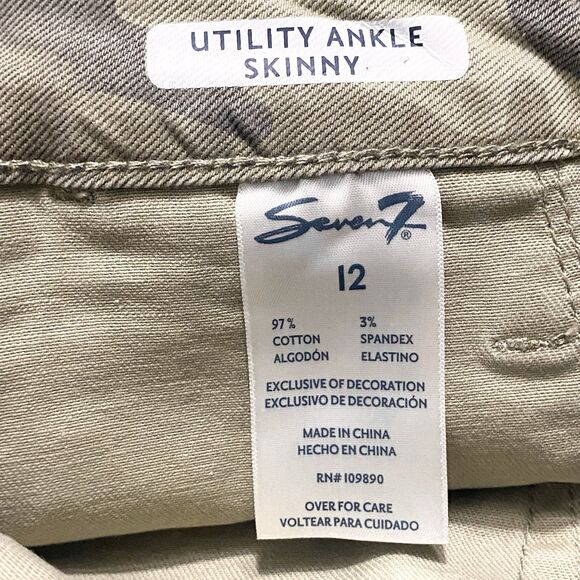 Seven7 Womens Utility Ankle Skinny Jeans Green Camo Size 12 Pockets Stretch - Picture 10 of 10
